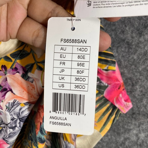 Fantasie One Piece Swimsuit Medium 36DD Yellow Floral Anguilla Underwire NEW - Picture 8 of 10